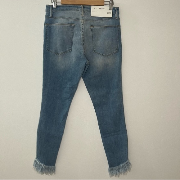 FRAME Le High Skinny Shredded Raw Hem Eling Jeans - Picture 6 of 9